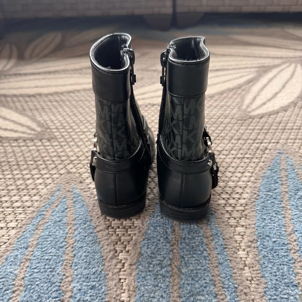 Michael Kors Baby Toddler Emma Jacquard 2 Zip Up Boots Size 7 Black‎